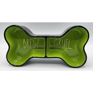 Rae Dunn Ceramic 10in Brew Gruel Bone Pet Bowl Halloween‎
